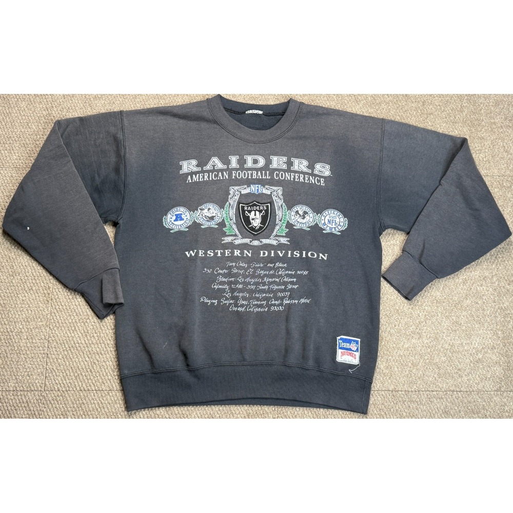 Nutmeg NFL Vintage LA Raiders Western Division Long Sleeve Sweatshirt Size Large